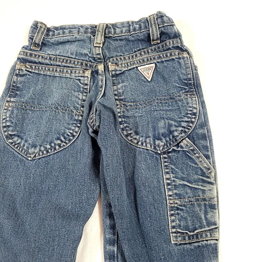 Baby Guess Vtg V back Carpenter Jeans 2T 2 years Denim Y2K 90s cargo GORP